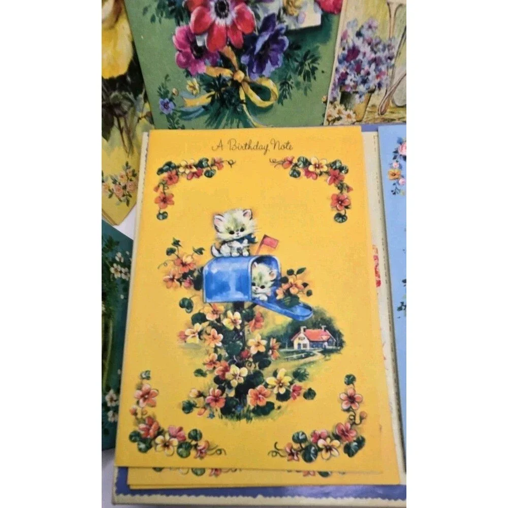 35 Vintage Birthday Cards with Envelopes Made in USA Unused